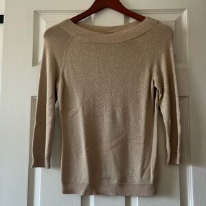 Sparkly Gold 3/4 Sleeve Boatneck Sweater